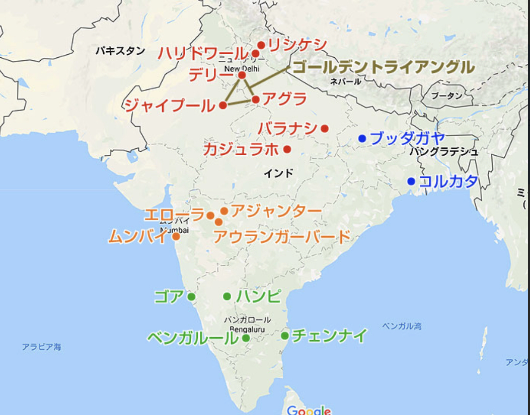 インドの歯科事情　地図